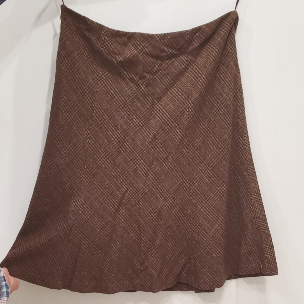 Women's Chaps Sz.16 Brown Plaid Skirt